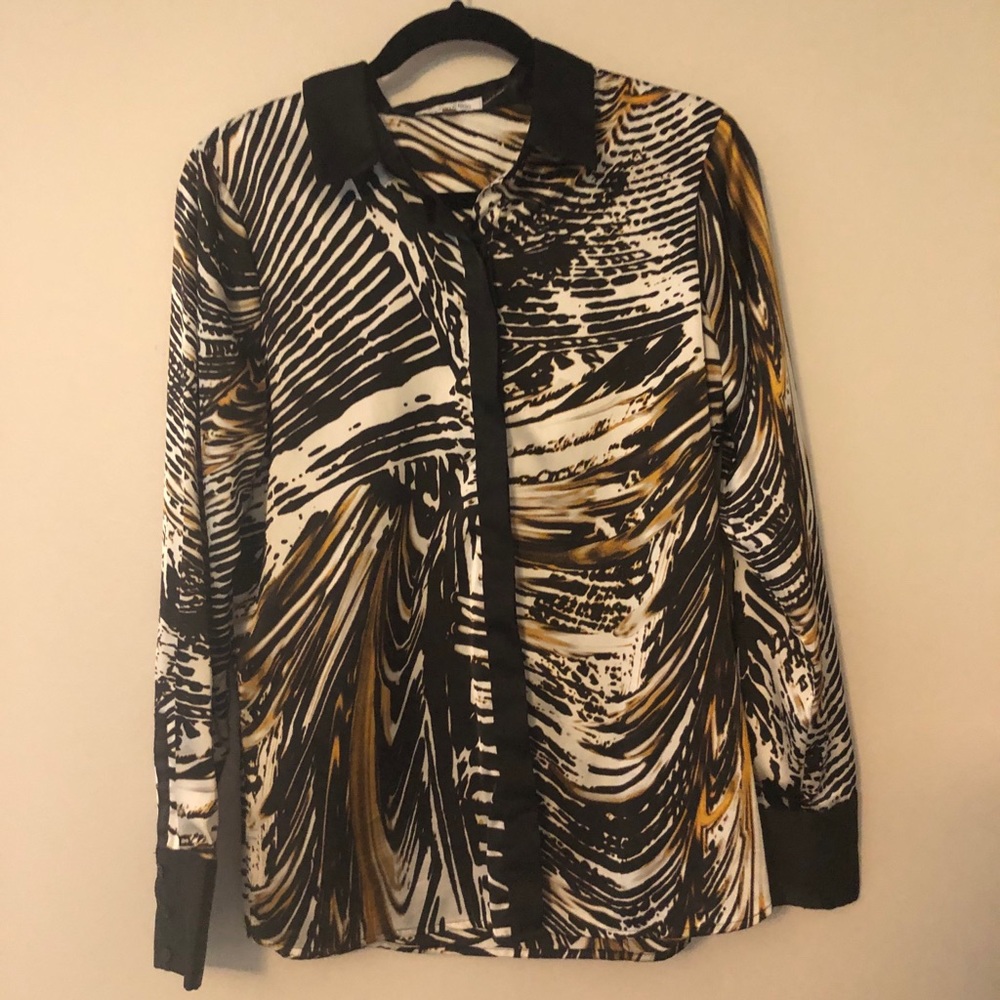 Calvin Klein silky zebra/animal print blouse